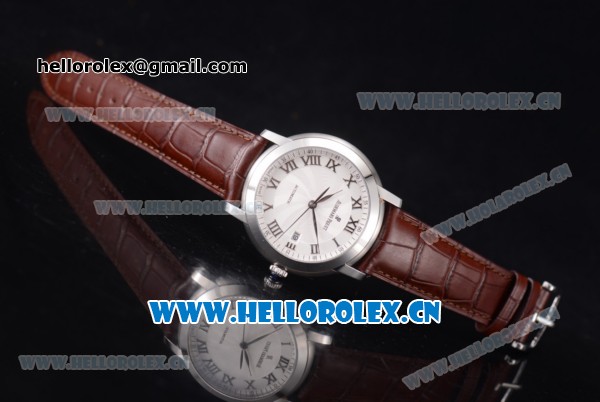 Audemars Piguet Jules Audemars Clone AP Calibre 3120 Automatic Steel Case with White Dial Roman Numeral Markers and Brown Leather Strap - 1:1 Original (EF) - Click Image to Close